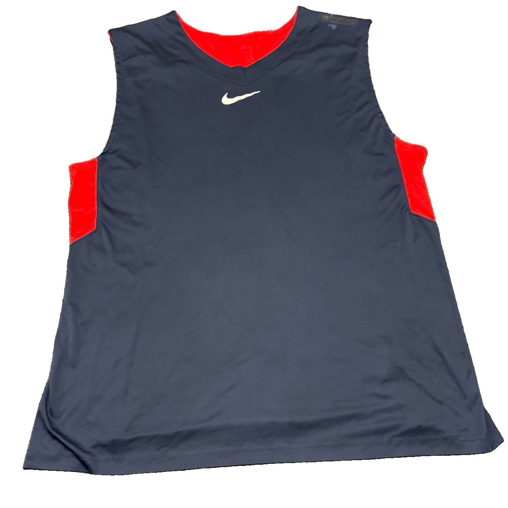 Nike Hyper Elite Dri Fit Sleeveless Tank Top Navy Blue And Red Size L Basketball